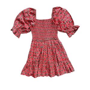 Mon Coco Smocked Floral Mini Dress Puff Sleeve